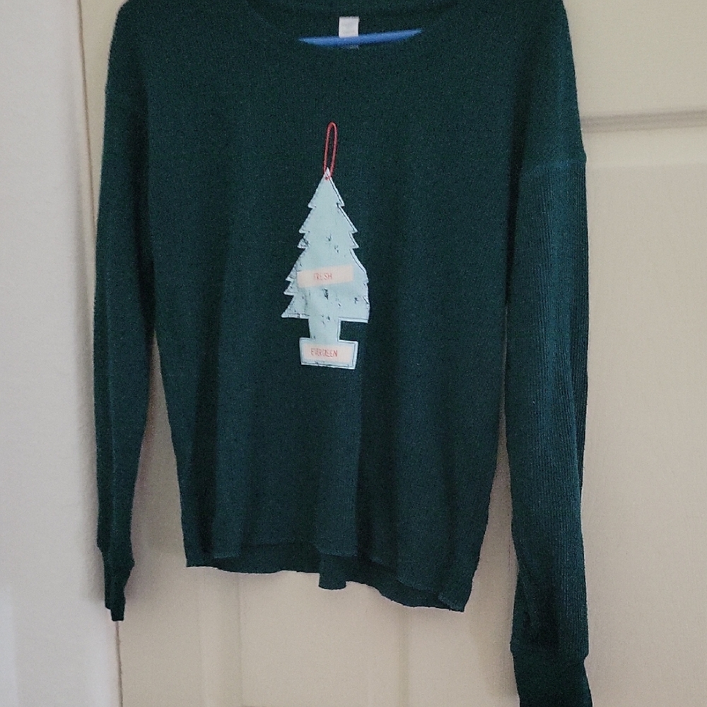 Festive Long Sleeve Sweater with Tree Design